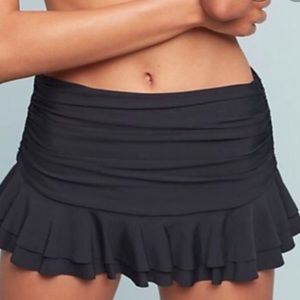 NWT Anthropologie ruffled skirt swim bottom black